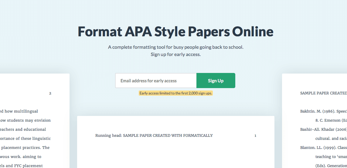 Sign up for the APA format beta above!